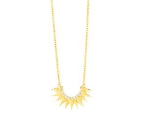 14k Yellow Gold Sunburst Necklace with Diamonds