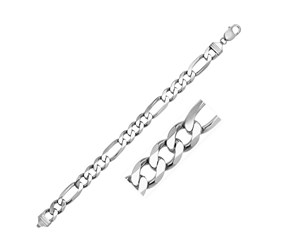Classic Rhodium Plated Figaro Chain in Sterling Silver (11.60 mm)