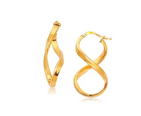 Polished Infinity Style Drop Earrings in 14k Yellow Gold