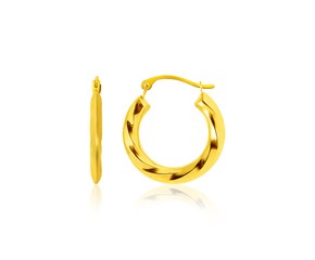 Hoop Earrings with Textured Detailing in 14k Yellow Gold