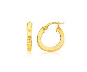 Small Hoop Earrings with Flat Sides in 14k Yellow Gold(3x10mm)