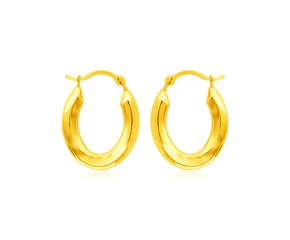 14k Yellow Gold Polished Oval Hoop Earrings