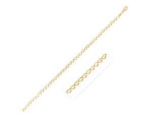 14k Yellow Gold High Polish Heart Link Bracelet  (3.20 mm)