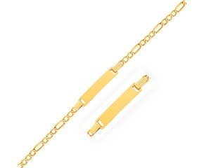 Classic Childrens ID Bracelet with Figaro Chain in 14k Yellow Gold (3.30 mm)