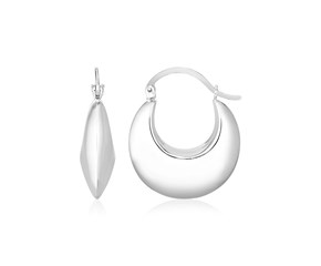 Sterling Silver Polished Puffed Hoop Earrings