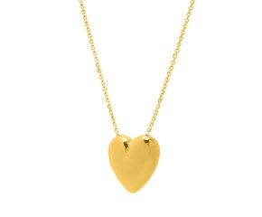 Large Puffed Heart Necklace in 14K Yellow Gold