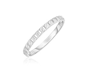 14k White Gold Ring with Bead Texture