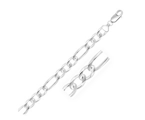 Classic Rhodium Plated Figaro Chain in Sterling Silver (9.60 mm)