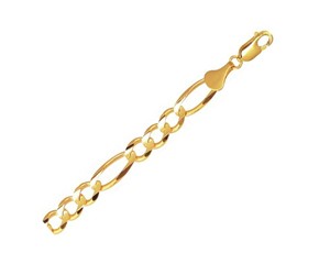 Solid Figaro Bracelet in 10k Yellow Gold (8.0mm)