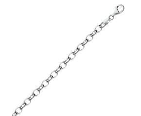 Rhodium Plated Polished Chain Charm Bracelet in Sterling Silver