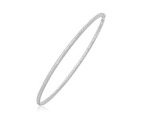 Fancy Textured Thin Stackable Bangle in 14k White Gold