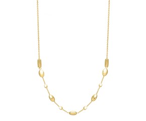 14k Yellow Gold Adjustable Puff Pebble Necklace