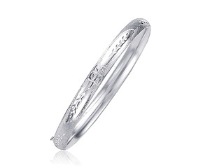 Classic Floral Cut Bangle in 14k White Gold (5.0mm)