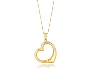 Floating Heart Drop Pendant in 14k Yellow Gold