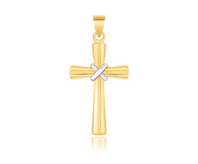 X Motif Cross Pendant in 14k Two-Tone Gold
