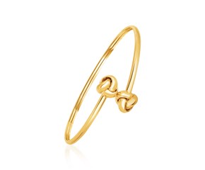 Bypass Bangle with Love Knots in 14k Yellow Gold