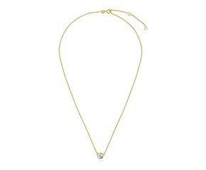 14k Yellow Gold 17 inch Necklace with Round White Topaz