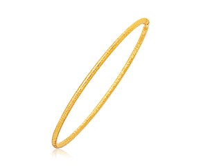 Fancy Textured Thin Stackable Bangle in 14k Yellow Gold (3.00 mm)