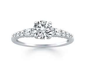 Graduated Diamond Engagement Ring Mounting in 14k White Gold
