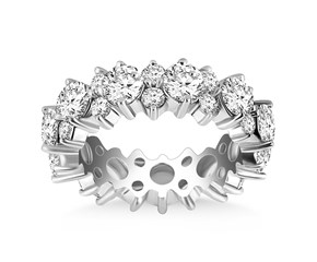 Floral Round Diamond Eternity Ring in 14k White Gold