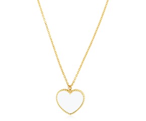 14k Yellow Gold High Polish Heart Pearl Paste Necklace