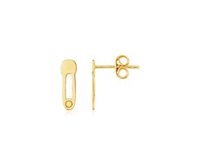 14K Yellow Gold Safety Pin Earrings