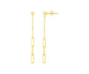 14K Yellow Gold Paperclip Chain and Fine Link Earrings