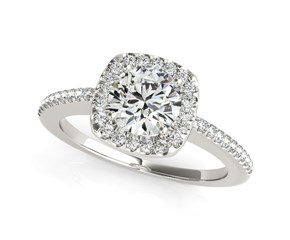 14k White Gold Round Pave Style Slim Shank Diamond Engagement Ring (1 1/8 cttw)