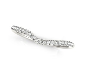 14k White Gold Curved Pave Diamond Wedding Ring (1/4 cttw)