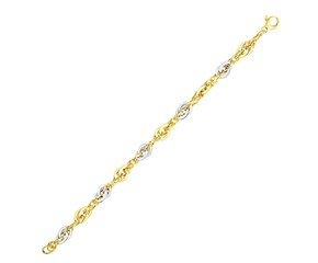Interwoven Multi-Textured Style Bracelet in 14k Two-Tone Gold (10.00 mm)