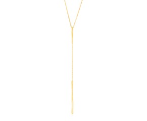 14k Yellow Gold Lariat Necklace with Polished Twisted Bars