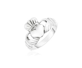 Sterling Silver Wide Polished Claddagh Ring