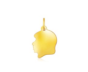 Small Girl Head Charm in 14k Yellow Gold