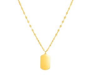 14K Yellow Gold Dog Tag Necklace