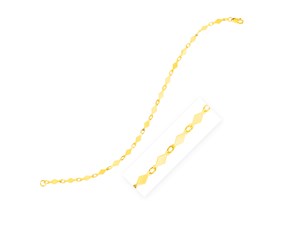 14K Yellow Gold Polished Diamond Motif Chain Bracelet (3.00 mm)