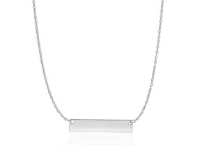 Flat Bar Design Chain Necklace in 14k White Gold