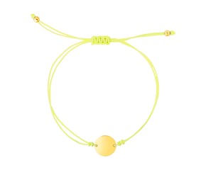 9 1/4 inch Yellow Cord Adjustable Bracelet with 14k Yellow Gold Circle
