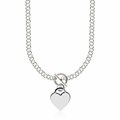 Heart Charmed Rolo Chain Necklace in Rhodium Plated Sterling Silver