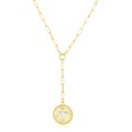 14k Yellow Gold High Polish Heart Medallion Two Tone Lariat Necklace