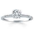 Engagement Ring Mounting with Diamond Band in 14k White Gold