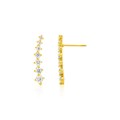 14k Yellow Gold Climber Post Earrings with Cubic Zirconias