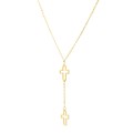 Double Cross Drop Necklace in 14K Yellow Gold