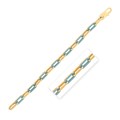 14k Yellow Gold Turquoise Paperclip Gem Link Bracelet (7.00 mm)