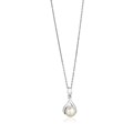 Sterling Silver Leaf Motif Necklace with Freshwater Pearl