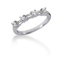 Diamond Wedding Ring Band with Round and Baguettes in 14k White Gold