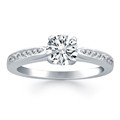 Cathedral Engagement Ring Mounting with Pave Diamonds in 14k White Gold