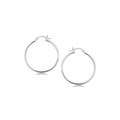 Polished Thin Hoop Earrings in Rhodium Plated Sterling Silver (30mm)