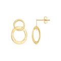 14K Yellow Gold Linked Double Circle Cutout Earrings