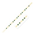 14k Yellow Gold Malachite Geometric Mirror Gem Chain Bracelet (5.00 mm)