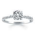 Diamond Engagement Ring Mounting with Shared Prong Diamond Accents in 14k White Gold